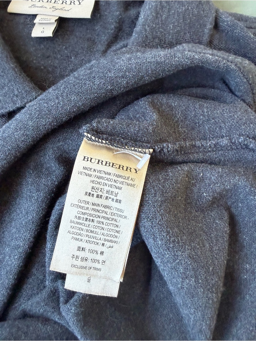 Burberry Dark Charcoal Polo with Signature Check Placket - Picture 3 of 3